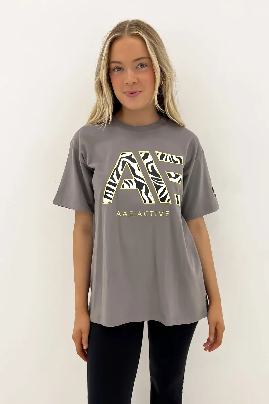 Parker Active Tee Charcoal Print Jacquard Patchwork