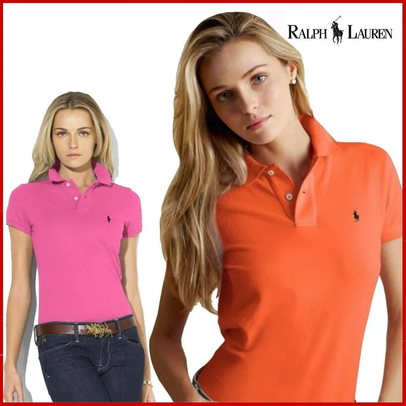 RALPH- LAUREN- New Original Brand Polo Shirt Women Tops Summer Short Sleeve Fashion Clothing 100% Cotton Womans Tee Shirt 2RL7 Soft Silk Short Sleeve