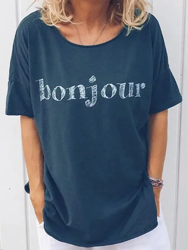 Round Neck Printed Short Sleeve Shirts Trendy Summer Short Sleeve
