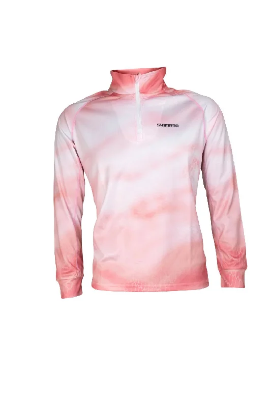 Shimano 24 Ladies Sublimated Fishing Shirts Pink Wave Trendy Floral Print Tee