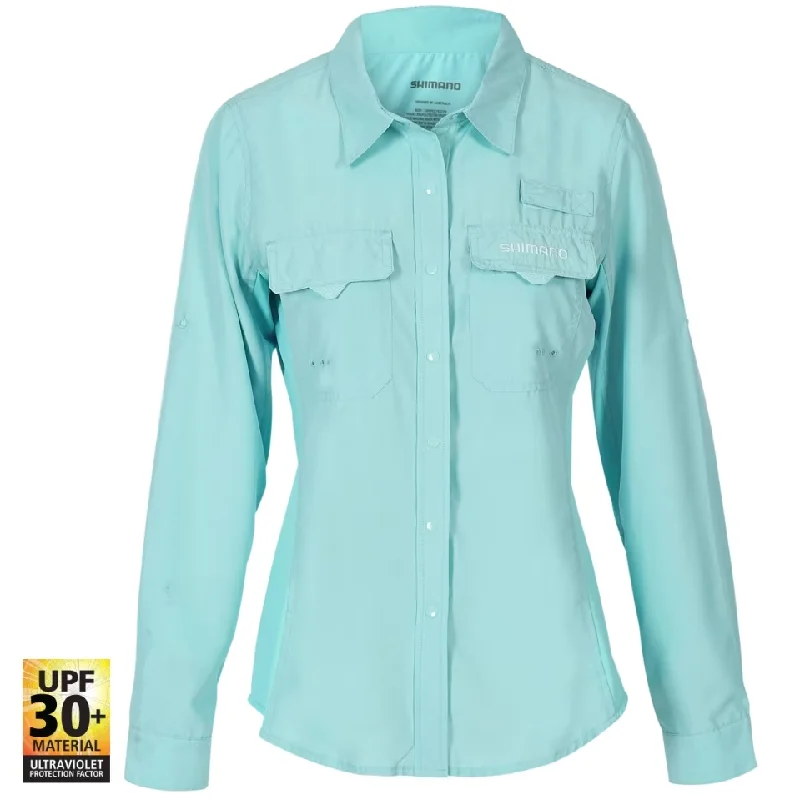 Shimano Ladies Adult Vented Shirts Aqua Modern Short Sleeve Top
