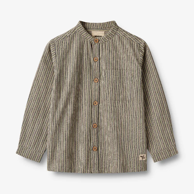 Shirt Willum - blue green stripe Relaxed Cotton Short Shirt