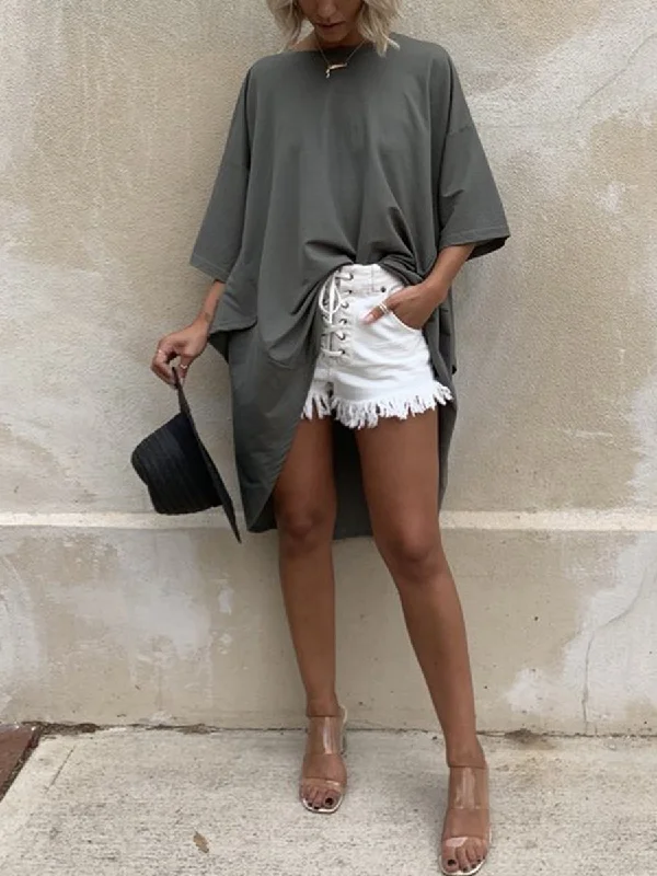 Solid Color Short Sleeve Shirt Fashionable Short Sleeve Vest