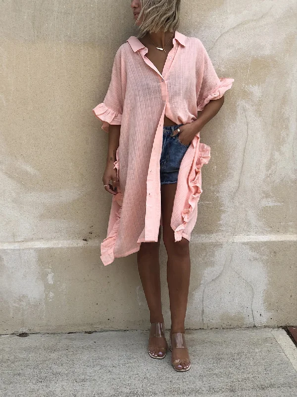 Solid Color Short Sleeve Shirt Stylish Printed Short Shirt