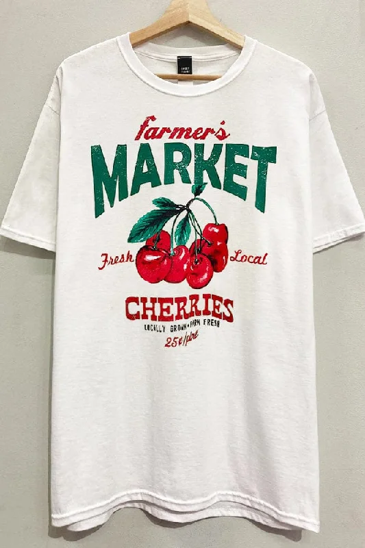 Farmers Market Cherries Tee Fitted T-Shirt Seamless Stretchy