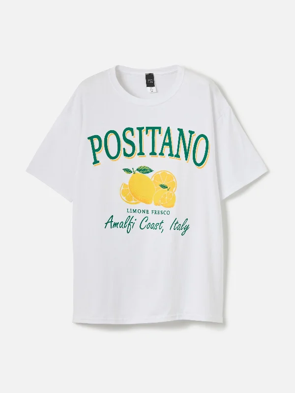 Positano Lemon Tee Collared T-Shirt Boat Neck A-Line