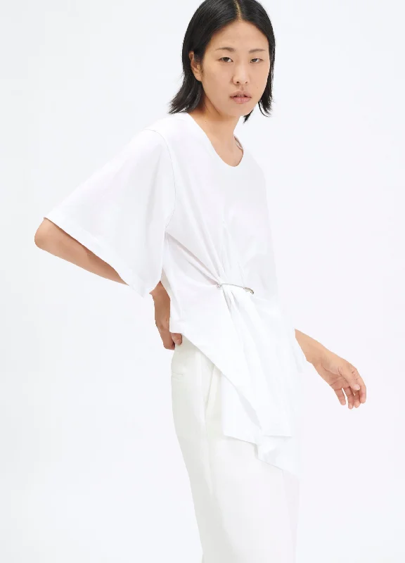 Tee-shirt en jersey de coton asymétrique Elegant Button-Down Short Shirt