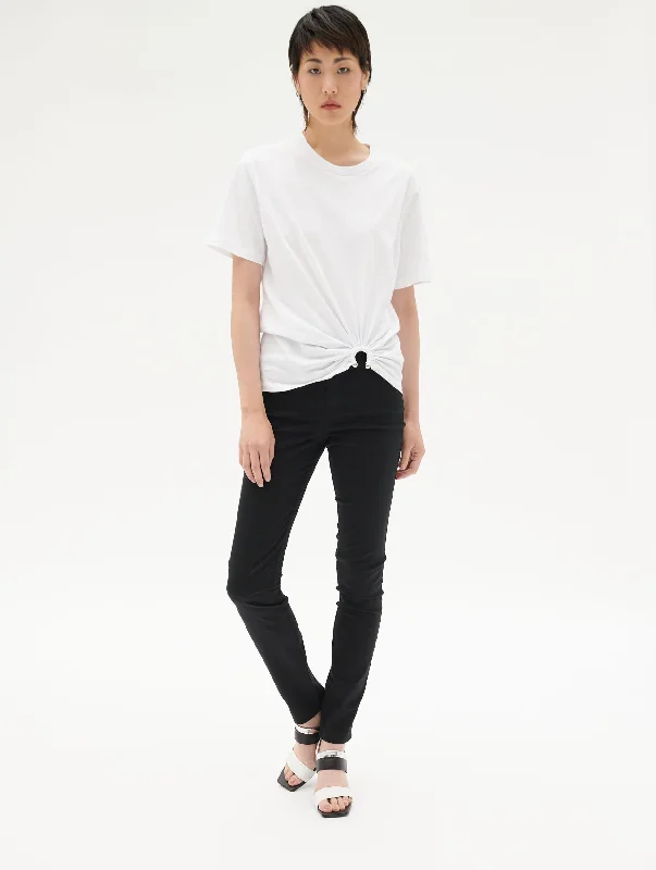 Tee-shirt en jersey de coton blanc détail bijou Relaxed Cotton Short Blouse