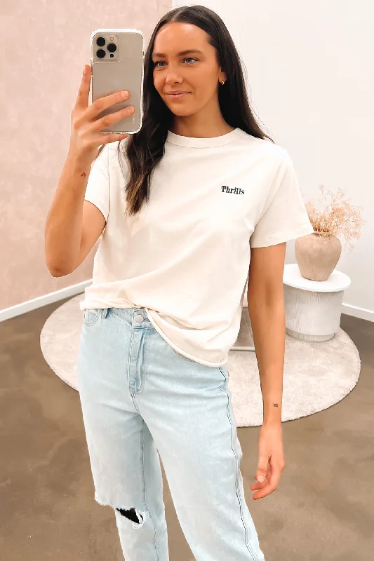 Thrills Incline Relaxed Tee Heritage White Rayon Velvet Corduroy