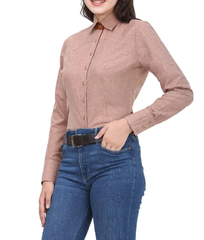 TuffRider Ladies Abilene Western Shirt Classic V-Neck Short Shirt