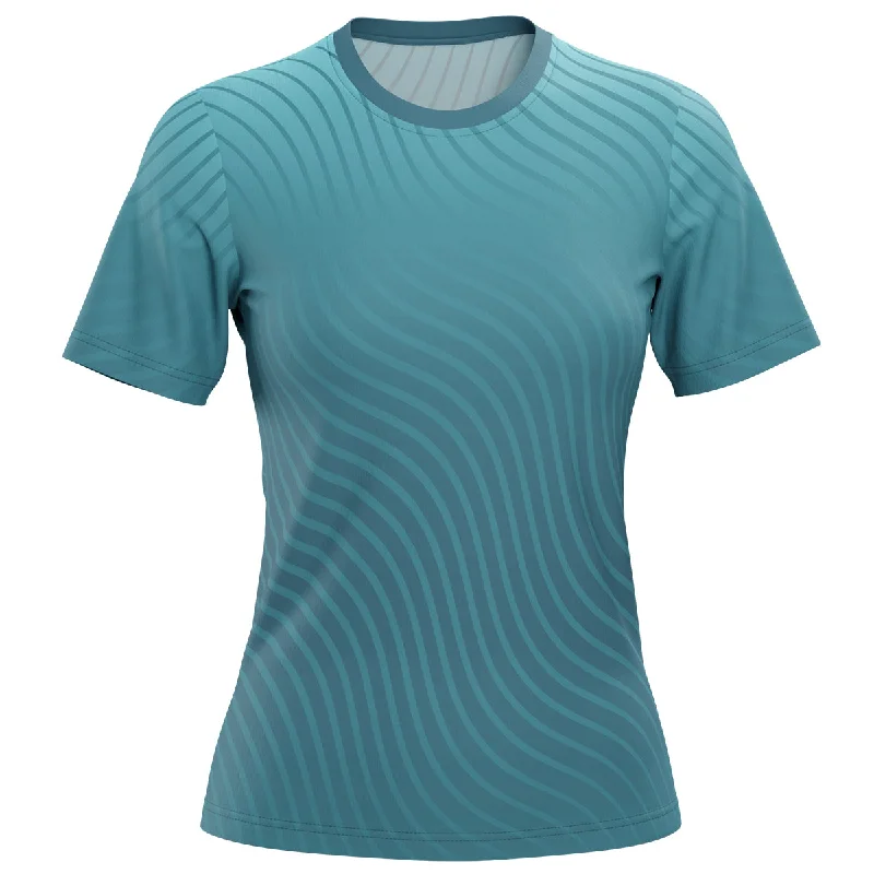 Women's Four Seasons Curvy Lines Short Sleeve Running Shirt Cozy Cotton Short Tee