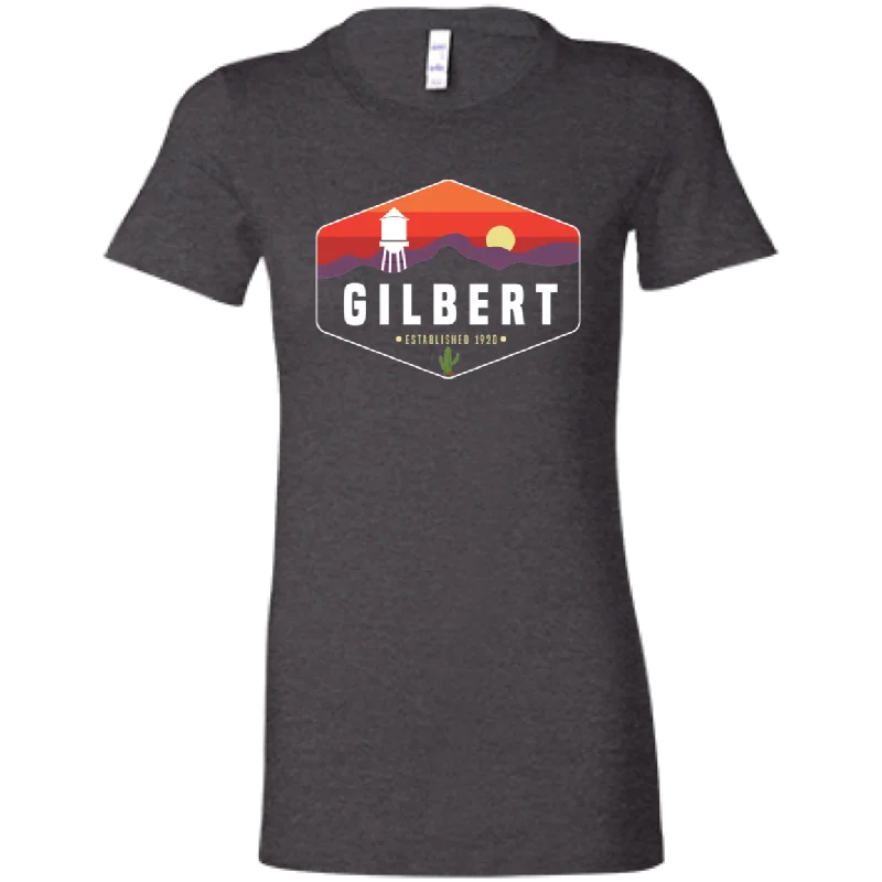 Women's Cut Shirt | Gilbert Sunset | Asphalt Fashionable Tied Short Sleeve