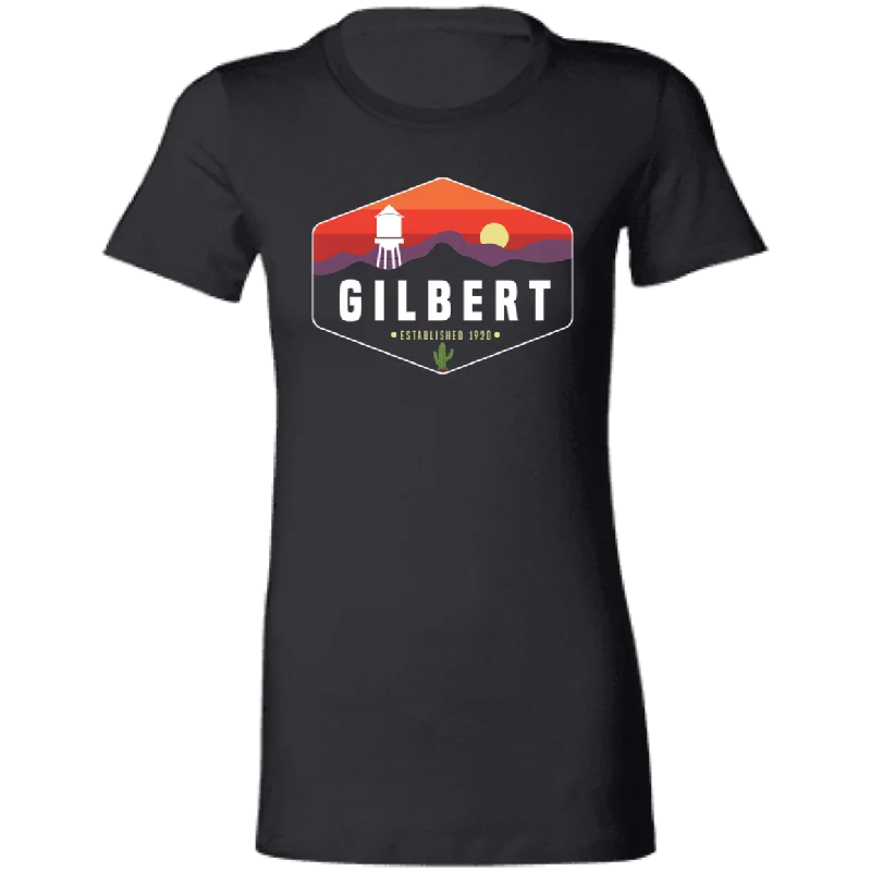 Women's Cut Shirt | Gilbert Sunset | Black Classic Cropped Short Sleeve