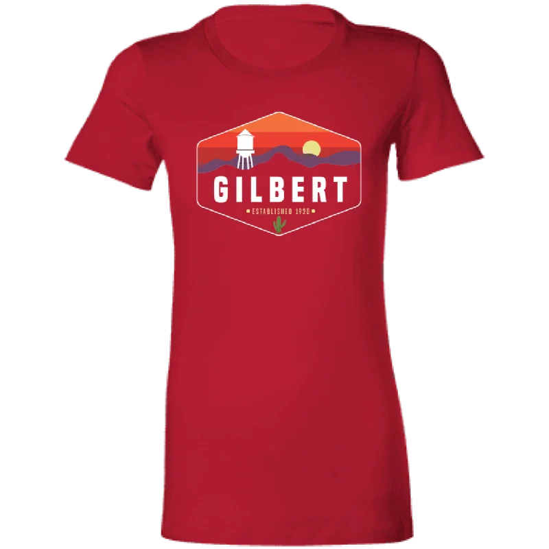 Women's Cut Shirt | Gilbert Sunset | Red Comfortable Loose Short Sleeve