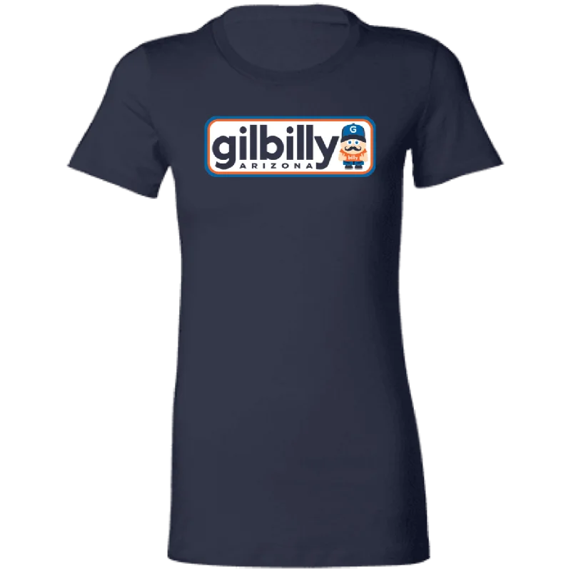 Women's Cut Shirt | Gilbilly Logo | Navy Elegant Lace-Trimmed Short Shirt