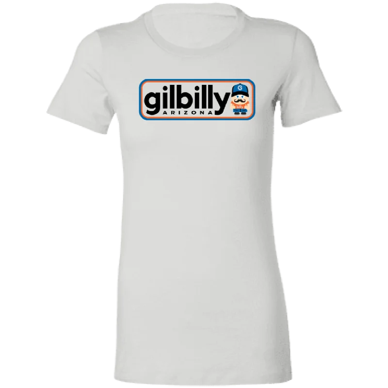 Women's Cut Shirt | Gilbilly Logo | White Casual Short Sleeve Top