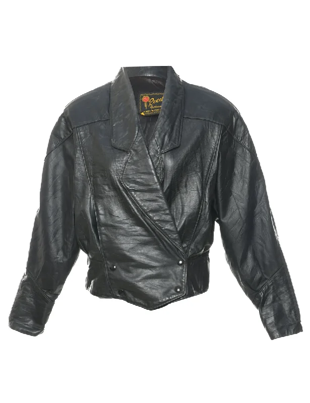 Biker Style Leather Jacket - L Wool Jacket Cashmere Jacket Tweed Jacket