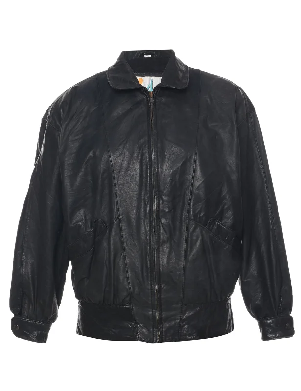 Black Leather Jacket - M Jersey Jacket Tulle Jacket Batik Jacket