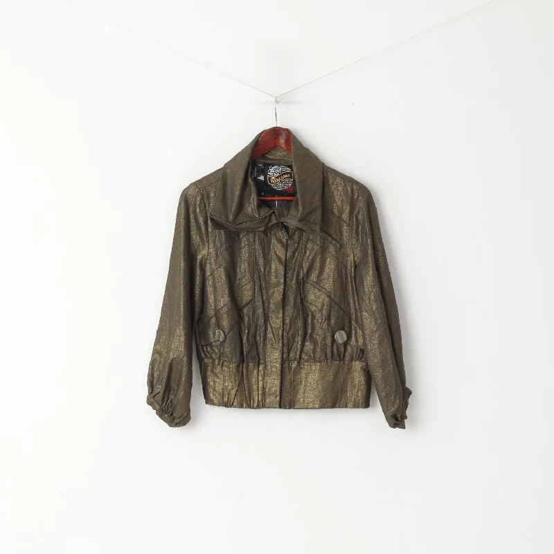 Ringspun Women 3 S Jacket Shiny Gold Turtle Neck Linen Cropped Zip Up Top Denim Fabric Leather Fabric Suede Fabric Ringspun Women 3 S Jacket Shiny Gold Turtle Neck Linen Cropped Zip Up Top Denim Fabric Leather Fabric Suede Fabric