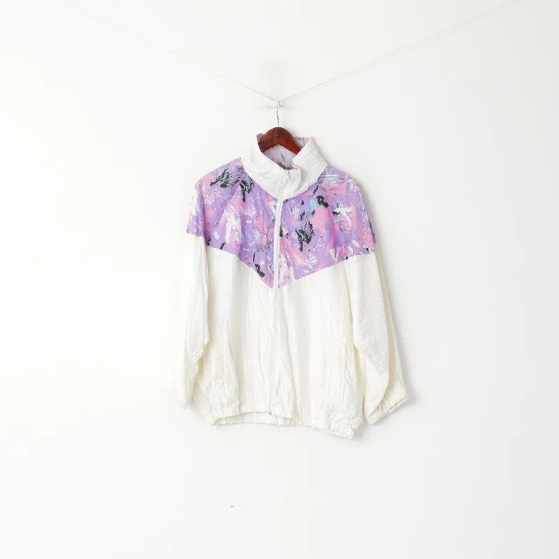 Vintage Women L Jacket Vintage 80s Shiny Cream Pink Pattern Full Zipper Bomber Top Faux Fur Jacket Real Fur Jacket Shearling Jacket Vintage Women L Jacket Vintage 80s Shiny Cream Pink Pattern Full Zipper Bomber Top Faux Fur Jacket Real Fur Jacket Shearling Jacket