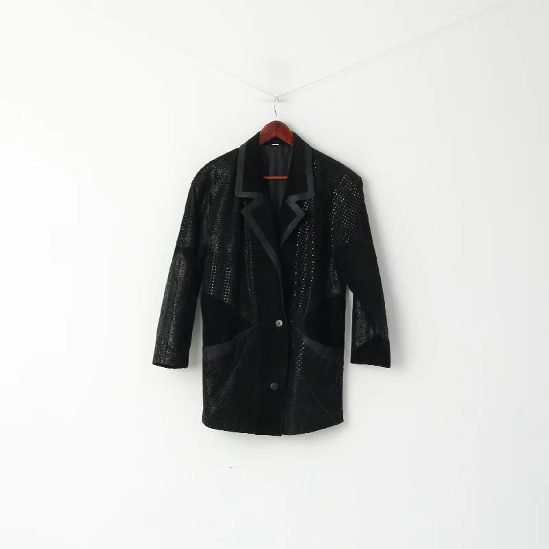 Fair Lady Modell Women M Jacket Black Leather Vintage 90s Shiny Classic Top Fleece Fabric Down Fabric Feather Fabric Fair Lady Modell Women M Jacket Black Leather Vintage 90s Shiny Classic Top Fleece Fabric Down Fabric Feather Fabric