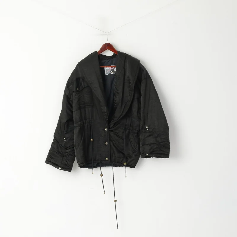 Sportalm Kitzbuhel by Dahan Women 34 M Jacket Black Vintage 70s Shoulder Pads Panda Nylon Shiny Top Toggled Jacket Drawstring Jacket Belted Jacket Sportalm Kitzbuhel by Dahan Women 34 M Jacket Black Vintage 70s Shoulder Pads Panda Nylon Shiny Top Toggled Jacket Drawstring Jacket Belted Jacket