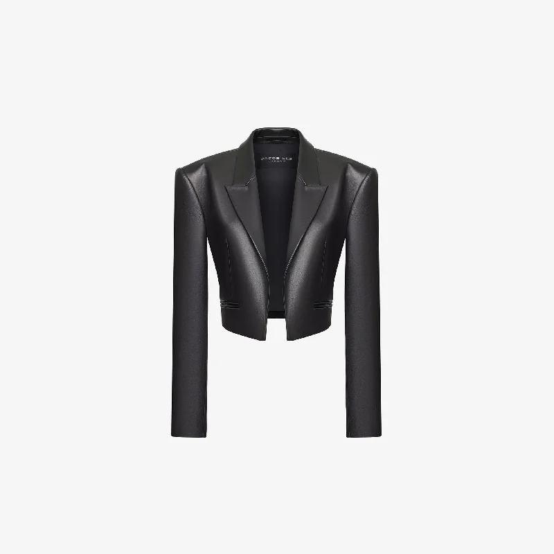 CROPED TUXEDO JACKET IN LAMBSKIN Front Pockets Side Pockets Patch Pockets