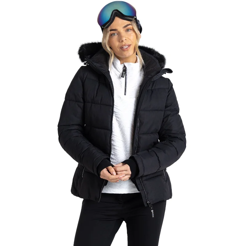 Dare 2 b Womens Glamourize IV Faux Fur Hooded Waterproof Ski Jacket - Black Hooded Jacket Caped Jacket Shawl Collar Jacket Dare 2 b Womens Glamourize IV Faux Fur Hooded Waterproof Ski Jacket - Black Hooded Jacket Caped Jacket Shawl Collar Jacket