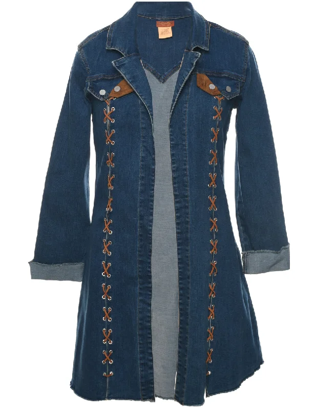 Dark Wash Y2K Denim Jacket - M Plaid Jacket Tartan Jacket Houndstooth Jacket