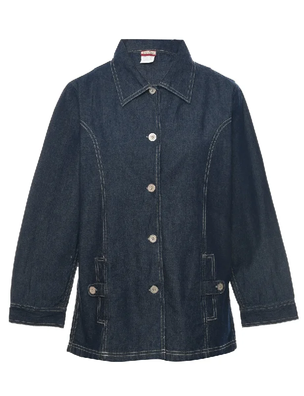 Dark Wash Denim Jacket - M Faux Fur Fabric Real Fur Fabric Shearling Fabric