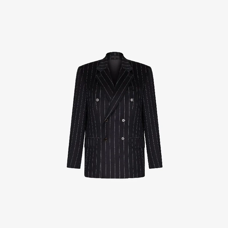 DOUBLE-BREASTED JACKET IN STRIPED CASHMERE Chenille Jacket Brocade Jacket Lace Jacket DOUBLE-BREASTED JACKET IN STRIPED CASHMERE Chenille Jacket Brocade Jacket Lace Jacket