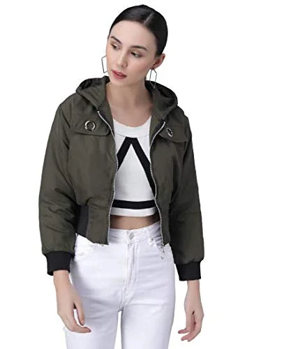 Funday Fashion Women's Blouson Jacket Dark Green S Striped Jacket Polka Dot Jacket Floral Jacket Funday Fashion Women's Blouson Jacket Dark Green S Striped Jacket Polka Dot Jacket Floral Jacket