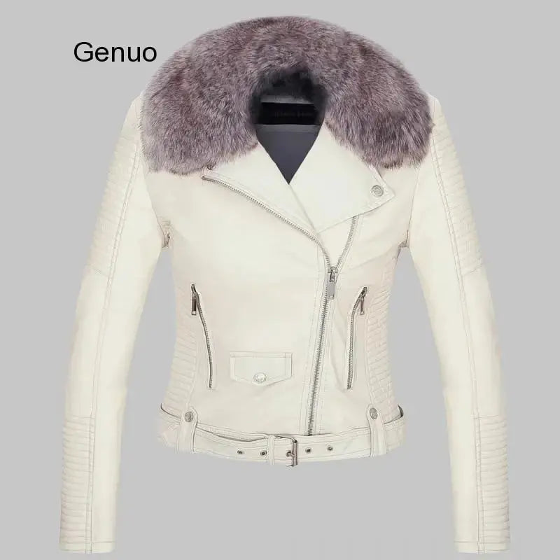 FZ Women's Winter Warm Faux Fur Collar Biker Leather Jacket Knit Jacket Woven Jacket Fleece Jacket FZ Women's Winter Warm Faux Fur Collar Biker Leather Jacket Knit Jacket Woven Jacket Fleece Jacket