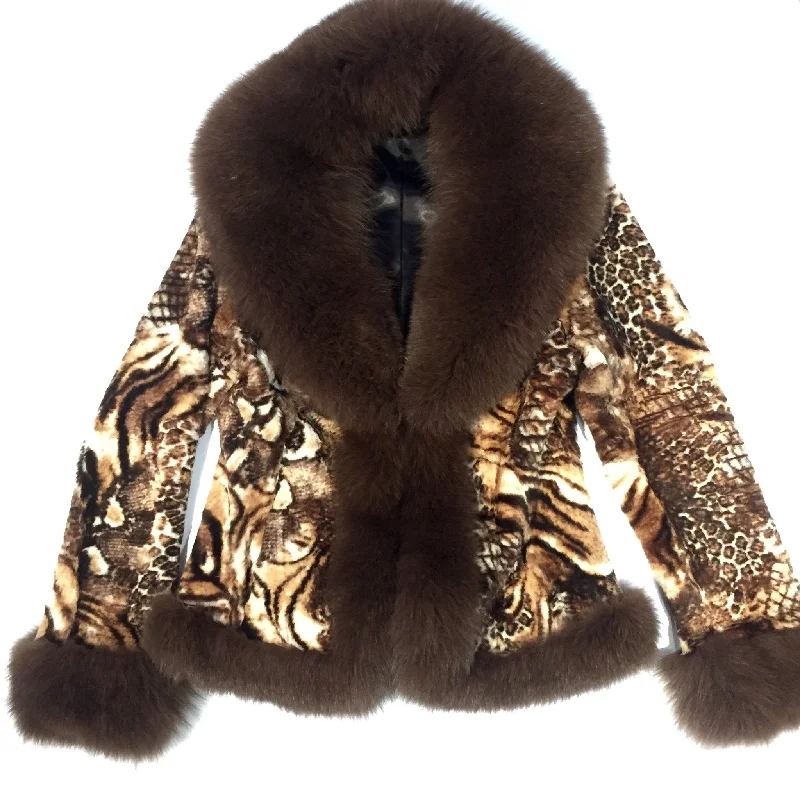 J. Andral - 'Fierce' Rex Rabbit Fur Jacket Satin Fabric Silk Fabric Chiffon Fabric