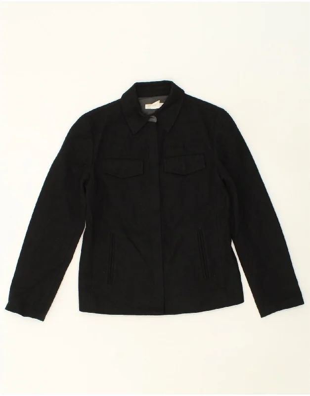 J. CREW Womens Utility Jacket UK 6 XS Black Wool Stand-Up Collar Roll-Neck Collar Turtle Neck J. CREW Womens Utility Jacket UK 6 XS Black Wool Stand-Up Collar Roll-Neck Collar Turtle Neck