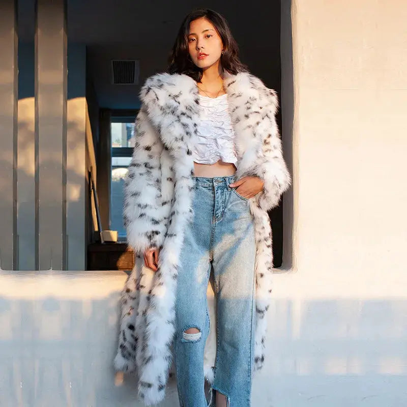 FZ Women's Imitation Fox Fur Leopard Print Winter Warm Fur Jacket Jersey Jacket Tulle Jacket Batik Jacket FZ Women's Imitation Fox Fur Leopard Print Winter Warm Fur Jacket Jersey Jacket Tulle Jacket Batik Jacket