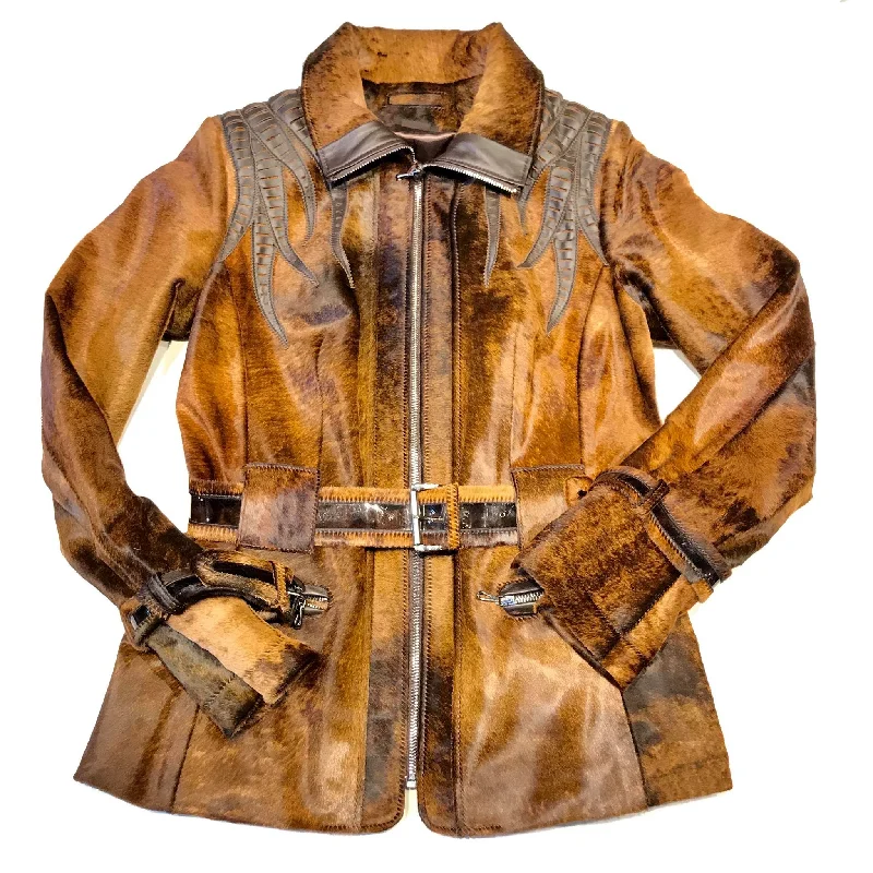 Kashani Ladies Natural Rust Pony Hair Jacket Nylon Jacket Polyester Jacket Spandex Jacket Kashani Ladies Natural Rust Pony Hair Jacket Nylon Jacket Polyester Jacket Spandex Jacket