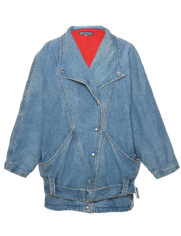 Light Wash Denim Jacket - M Oversized Jacket Tailored Jacket Straight Jacket