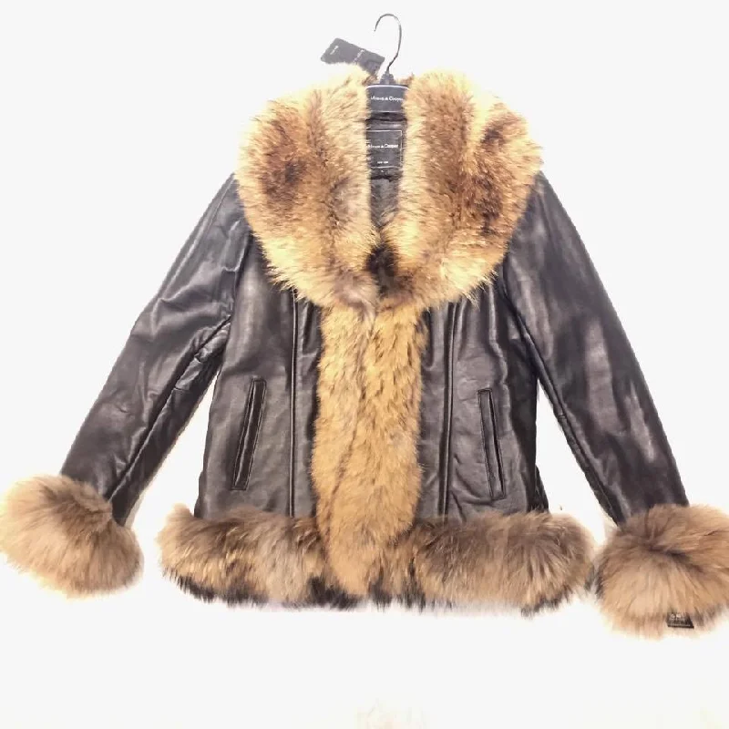 Mason & Cooper Women's Lambskin Jacket with Fox Fur Lining Tiered Jacket Buttoned Jacket Zippered Jacket Mason & Cooper Women's Lambskin Jacket with Fox Fur Lining Tiered Jacket Buttoned Jacket Zippered Jacket