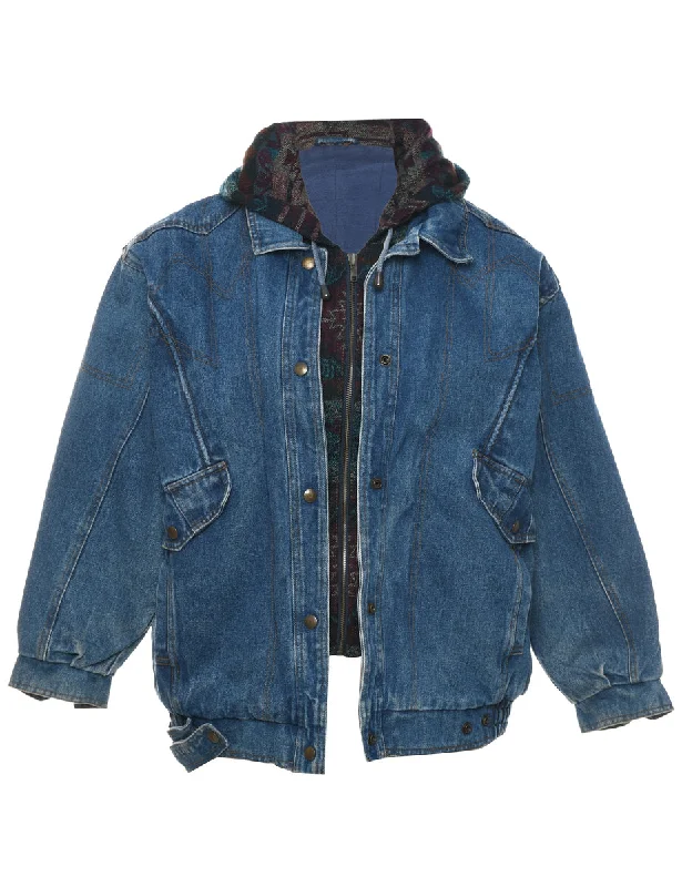 Medium Wash Denim Jacket - L Denim Fabric Leather Fabric Suede Fabric