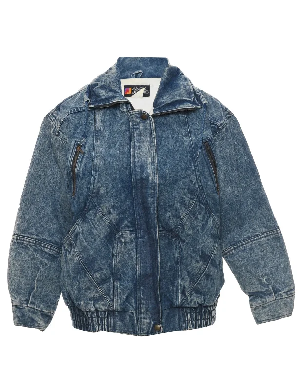 Medium Wash Denim Jacket - M Hoodie Zip-Up Jacket Button-Up Jacket
