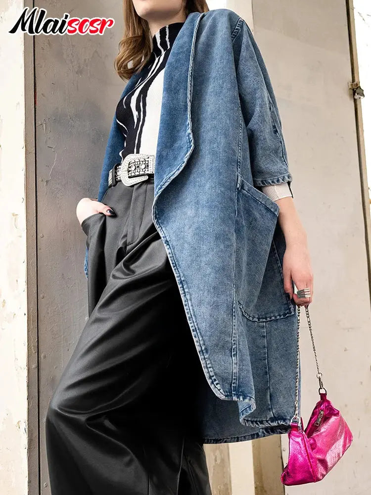 FZ Women's Three Quarter Sleeve Trench Coat Denim Jacket Zip Front Button Front Snap Front FZ Women's Three Quarter Sleeve Trench Coat Denim Jacket Zip Front Button Front Snap Front