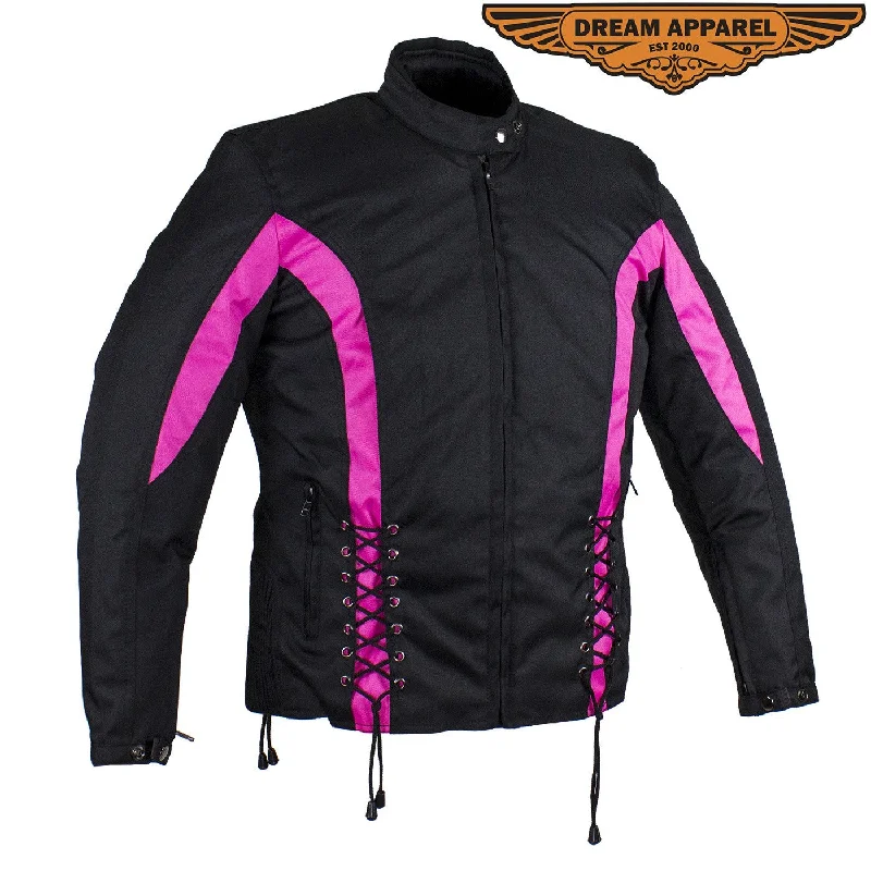 New Black & Pink Textile Racing Jacket Cardigan Sweater Pullover