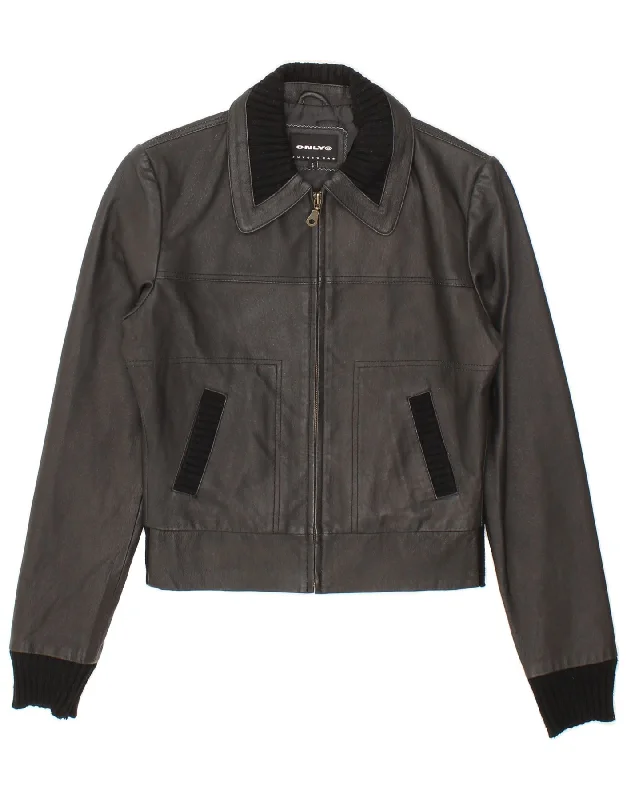 ONLY Womens Bomber Leather Jacket UK 10 Small Black Leather Appliqued Jacket Beaded Jacket Sequined Jacket ONLY Womens Bomber Leather Jacket UK 10 Small Black Leather Appliqued Jacket Beaded Jacket Sequined Jacket