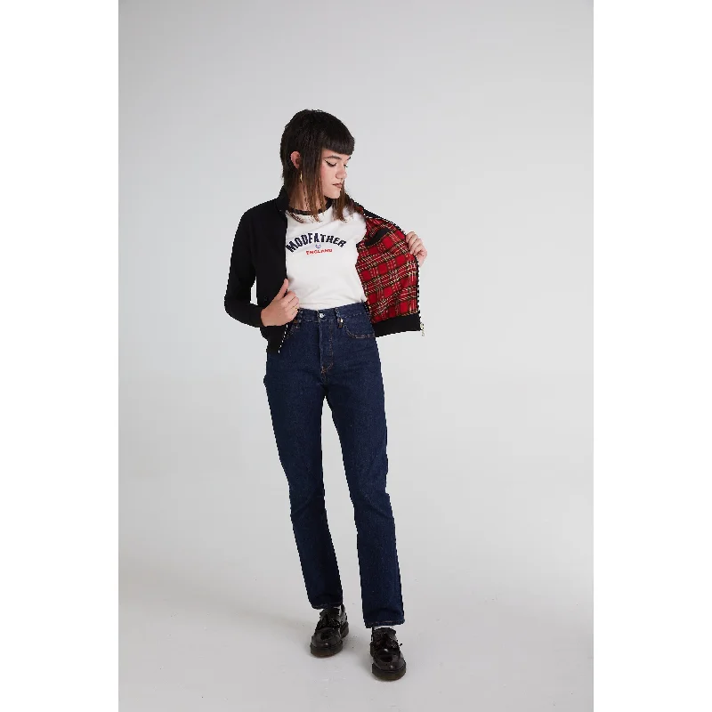 Modfather Clothing - Women's Black - Harrington Jacket Faux Fur Fabric Real Fur Fabric Shearling Fabric Modfather Clothing - Women's Black - Harrington Jacket Faux Fur Fabric Real Fur Fabric Shearling Fabric