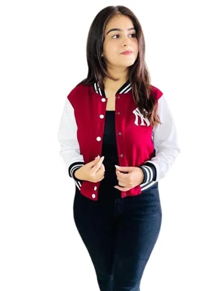 RIHANI FAB 2023-2024 Women Clothes Pilot Bomber Couple Jacket University Varsity Solid Color Casual Korean women Tops (M, Red) Cardigan Sweater Pullover RIHANI FAB 2023-2024 Women Clothes Pilot Bomber Couple Jacket University Varsity Solid Color Casual Korean women Tops (M, Red) Cardigan Sweater Pullover