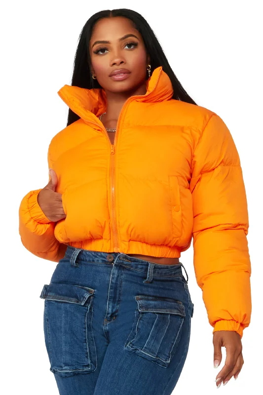 Nala Orange Puffer Jacket Elasticated Jacket Padded Jacket Insulated Jacket