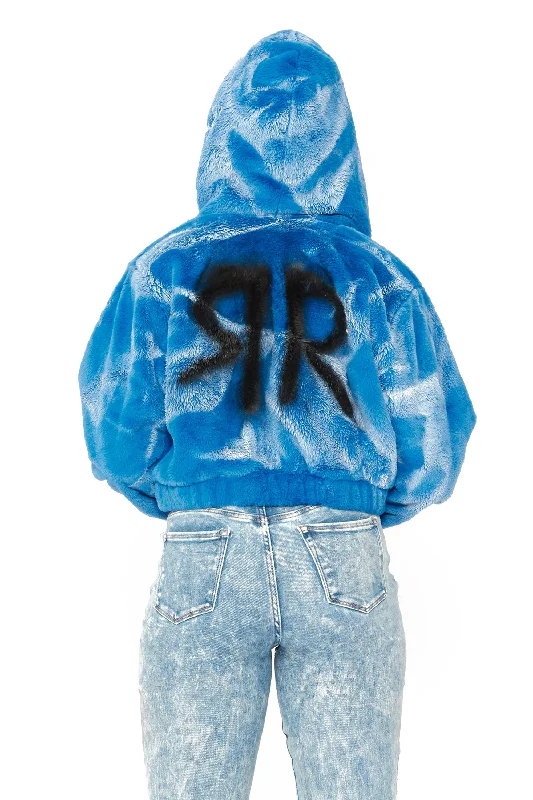 Charise Blue Fur Jacket Chenille Jacket Brocade Jacket Lace Jacket