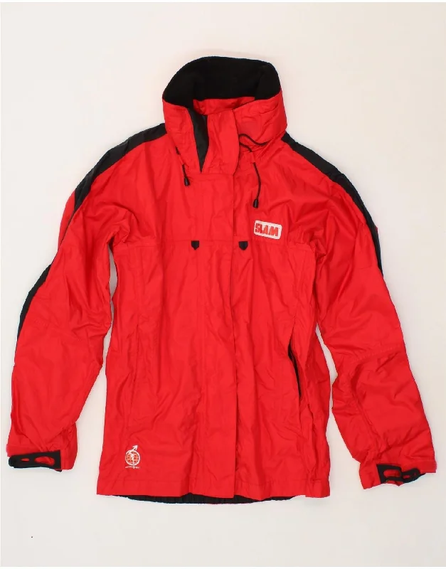 SLAM Womens Rain Jacket UK 10 Small Red Colourblock Nylon Herringbone Jacket Houndstooth Jacket Plaid Jacket SLAM Womens Rain Jacket UK 10 Small Red Colourblock Nylon Herringbone Jacket Houndstooth Jacket Plaid Jacket