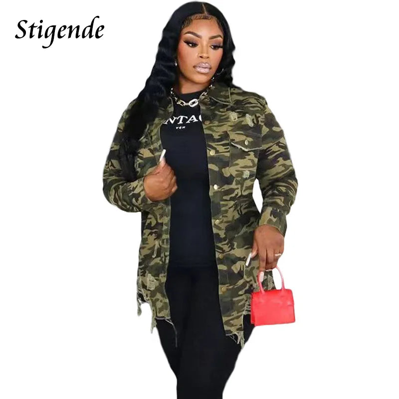 FZ Women's Ripped Single Breasted Camouflage Jacket Anorak Shell Jacket Lightweight Jacket FZ Women's Ripped Single Breasted Camouflage Jacket Anorak Shell Jacket Lightweight Jacket